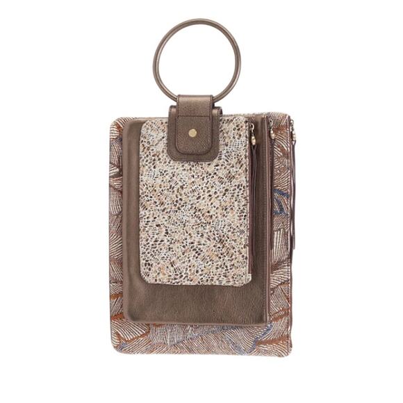 Hobo Sable Triple Pouch in Mixed Media Top Handle Unique Leather Trim $228 NEW - Picture 1 of 6